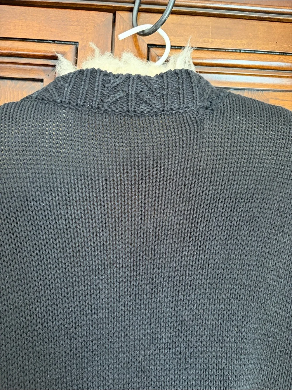 Cambridge Dry Goods No Tag Black Cardigan w Deer Forest Border Scene Flaw LG/XLG